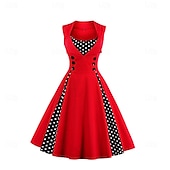 ieftine Rochii-Buline 1950 Rochie de Cocktail Rochii O rochie de linie Rochie Flare Buline Pentru femei Mascaradă Evenimente / Petrecere Petrecerea Burlăcițelor Adulți Rochie Rochii de acasă