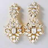 abordables Pendientes-Mujer Pendientes colgantes Geométrico Precioso Importante Diamante Sintético Aretes Joyas Plata / Dorado Para Boda Fiesta 1 Par