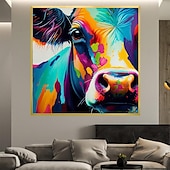 billiga Djurmålningar-abstrakt koolja målning handmålad färgglad djur textur målning unikt konstverk levande djur canvas målning för väggkonst bondgård inredning vardagsrum vardagsrum heminredning