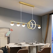 cheap Line Design-Kitchen Island Light/Lighting Over Table 80/95/120cm Farmhouse Lighting Fixtures Ceiling Hanging Pendant Modern Linear Chandelier with Clear Glass Globe Shade for Dining Room 110-240V