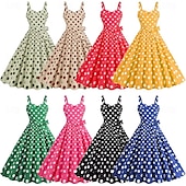 economico Vestiti-Retrò Vintage Anni 1950 Rockabilly Vestito Abito Swing Pois Per donna Carnevale Mascherata Abbigliamento quotidiano Adulti Vestito Abiti per il ritorno