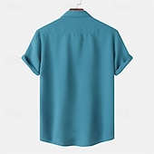 economico camicia da uomo con bottoni-Per uomo Camicia Camicia Estiva Camicia casual Camicia da Spiaggia Camicia con Bottoni Bianco Verde chiaro Blu marino Blu Viola Manica Corta Semplice Bavero Vacanza Camicia hawaiana Tasca