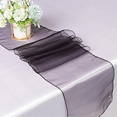 abordables Monsieur et Madame Mariage-10 pièces drapeau de table en fil de verre minimaliste moderne 30*275 cm drapeau de table de banquet de mariage d&#039;hôtel