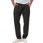 levne ležérní kalhoty-Pánské Kalhoty Plážové šortky Kalhoty pro volný čas Kalhoty Seersucker Šňůrky Elastický pas Straight-Leg Bez vzoru Pohodlné Prodyšné Denní Dovolená Streetwear Módní Na běžné nošení Černá Bílá