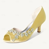 abordables Semi-formel-Femme Chaussures de mariage Chaussures bling-bling Chaussures scintillantes Chaussures de mariée Strass Talon de chaton Bout ouvert Elégant Satin Mocassins Argent Blanche Ivoire