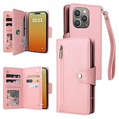 Χαμηλού Κόστους iPhone Θήκες-τηλέφωνο tok Για iPhone 16 iPhone 15 Pro Max iPhone 14 13 12 11 Pro Max Mini SE X XR XS Max 8 7 Plus Θήκη κάρτας πορτοφολιού Φερμουάρ με λουράκι καρπού Σταντ ποδηλάτου Ρετρό TPU PU δέρμα