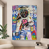 cheap People Paintings-Banksy Style Astronaut oil painting Pop Art Graffiti art Oil Painting 100% HandMade street art Oil Painting Astronaut pop art Oil Painting