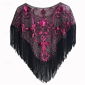 ieftine Șaluri și eșarfe-Retro / vintage Urlați 20 de ani Anii 1920 Costum de petrecere Șaluri Gatsby Charleston Invitat la nuntă Paiete Franjuri Costume de fancy Pentru femei Crăciun Carnaval An Nou Nuntă Invitat la nunta