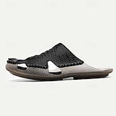 billiga Avslappnade sandaler-Herr Sandaler Inneskor Platta sandaler Läder Andningsfunktion Bekväm Halksäker Snörning Vin Svart Brun