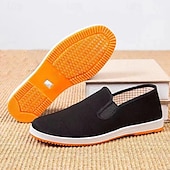 cheap Men&#039;s Slip-ons &amp; Loafers-Men&#039;s Black Canvas Slip-On Shoes with Anti-Slip Sole – Lightweight Traditional Loafers for Daily Wear and Indoor Comfort