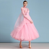 billige Ballroomkjoler-Ballroom-dans Kjole Rhinsten Dame Ytelse Langermet Polyester Nylon