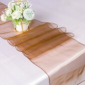 abordables Monsieur et Madame Mariage-10 pièces drapeau de table en fil de verre minimaliste moderne 30*275 cm drapeau de table de banquet de mariage d&#039;hôtel