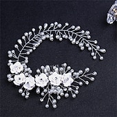 abordables Accessoires de coiffure-Version de peigne de mariée à fleurs en céramique douce, fourchette pour robe de mariée faite à la main