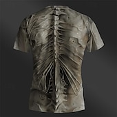 Men's Graphic Skeleton T Shirt Tee Top Short Sleeve T shirt 3D Print Crew Neck Shirt Daily Designer Retro Vintage Sports Outdoor Holiday Going out Black Brown Khaki Spring & Summer Clothing Apparel S 11