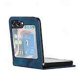 Недорогие Чехлы для Samsung-телефон Кейс для Назначение SSamsung Galaxy Z Flip 5 Z Flip 4 Z Flip 3 Откидная крышка Защита от удара Ретро ПК Кожа PU