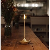 economico Lampade da tavolo-Lampada da tavolo senza fili in alluminio touch a forma di candela con dimmer touch di tipo C ricaricabile lampada da tavolo per interni camera da letto soggiorno decorazione