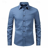 preiswerte Bügelfreie Herrenhemden-Herren Hemd Sommerhemd Freizeithemd Strandhemd Knopfhemd Schwarz Weiß Rosa Wein Marineblau Langarm Einfach Revers Urlaub Hawaiianisch Button-Down Bekleidung Polyester Mode Lässig Bequem