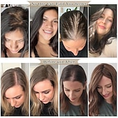 baratos Franjas-Toppers de cabelo de 14 polegadas para mulheres, toppers de cabelo em camadas longas, toppers de cabelo sintético, pedaços de cabelo para mulheres com cabelo ralo, perucas de fibra marrom clara,