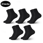 baratos meias masculinas-Homens 5 Pack Pacotes múltiplos Meias Meias Tornozelo Meias de Corrida Meias casuais Preto Branco Cor Tecido Desportos e Ar livre Casual Diário Básico Média Primavera Outono Moda