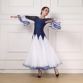 olcso Báli ruha-Társastánc Ruha Illesztés Kristályok / Strasszok Női Teljesítmény Parti Hosszú ujj Organza Lycra