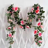 abordables Monsieur et Madame Mariage-fleurs simulées fleurs artificielles fleurs en soie vigne vignes climatisation conduites d&#039;eau arches de mariage décorations sinueuses rose vignes