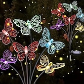 abordables Éclairage paysager-LED solaire papillon lumière pelouse lampe extérieure ip65 étanche 2 modes lumières de jardin cour jardin couloir paysage éclairage décor lumière 1/2 pièces