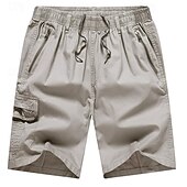 baratos Clássico-Homens Bermuda Cargo Calção Shorts de trabalho Com Cordão Cintura elástica Bolso multi Tecido Vestível Curto Ao ar livre Diário Para Noite Moda Clássico Preto Amarelo