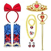 baratos festa de verão havaiano-Conjunto de cosplay de acessórios de princesa combinação elsa coroa colar de luva