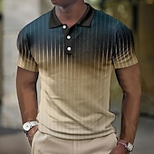 cheap Men&#039;s Color Block Polo-Men&#039;s Plaid Waffle Polo Shirts Golf Shirt Short Sleeve Polo Shirts Collared Shirts Vintage Casual Vacation Wear Formal Wear Festival Wear Buttons 3D Print Light Yellow Light Pink Black-White