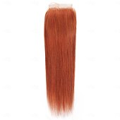 baratos 3 conjuntos com fecho-Pacotes de cabelo colorido com fecho #350 gengibre cabelo humano brasileiro tecelagem com 4*4 fechos osso extensão de cabelo reto