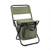cheap Picnic &amp; Camping Accessories-Portable Foldable Camping Chair with Cooler Bag, Lightweight Backrest Stool Compact Folding Chair Seat, Outdoor Backrest Stool with Folding Backpack for Camping Hunting Fishing Hiking