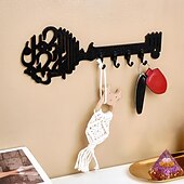 זול פסלים-וו קישוט קיר בצורת מפתח אללה עם וו ברזל קטן בעיצוב לפאנלים מעץ מתאים לקישוט קיר בחדרי אמבטיה, שירותים, מטבחים וחדרי אחסון