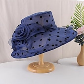 billige Coiffer-fascinators Hatter Hodeplagg organza Bøttehatt Solhatt Avslappet Ferie Elegant Årgang Med Blomst Prikkete Hodeplagg Hodeplagg