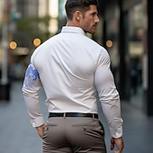 economico Camicie eleganti da uomo-Per uomo Camicie Stampate Floreale Abbigliamento casual alla moda Abbigliamento da lavoro Blu Giallo Manica Lunga Collo ripiegato Primavera &amp; Estate Abbigliamento Tasca