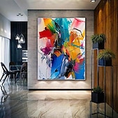 voordelige Abstracte schilderijen-kleurrijk pattle knife schilderij handgemaakt schilderij extra groot abstract schilderij groot canvas kunst schilderij voor woonkamer oversized muurkunst moderne abstracte kunst schilderij voor
