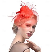 levne Svatební čelenka-Fascinátory Klobouky Doplňky do vlasů Organza 30. léta Cylindr Závojový klobouk Dostih koktejl Elegantní Vinobraní S Peří Mašličky Přílba Pokrývky Hlavy