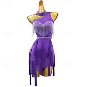 levne Oblečení na latinskoamerické tance-Latinské tance Šaty Třásně Křišťály / Bižuterie Dámské Výkon Bez rukávů Spandex