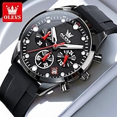 abordables Montres à quartz-Montres pour hommes Olevs 2024 Nouvelle Marque Chronographe Calendrier Indication 24 Heures Montre à Quartz Trois Yeux Six Aiguilles Étanche Montre de Sport pour Hommes