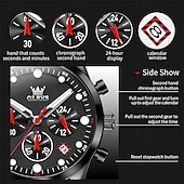 abordables Montres à quartz-Montres pour hommes Olevs 2024 Nouvelle Marque Chronographe Calendrier Indication 24 Heures Montre à Quartz Trois Yeux Six Aiguilles Étanche Montre de Sport pour Hommes