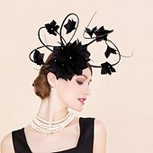 economico Cappelli per feste-cappelli di piume sinamay cappello a cilindro da sposa tea party matrimonio elegante con copricapo di piume di strass