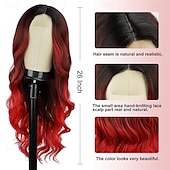 economico Parrucche trendy sintetiche-parrucche rosse ombre per le donne parrucca lunga rossa parrucca rossa ondulata ombre lunga parrucca rossa ondulata parrucche rosse resistenti al calore da 26 pollici per l&#039;uso quotidiano nelle feste