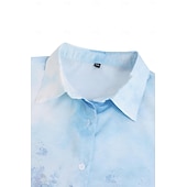 economico Top Floreali-Camicia da donna moda floreale stampa bottoni maniche lunghe top regolare colletto casual vacanza blu verde khaki primavera e autunno