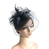 levne Svatební čelenka-Fascinátory Klobouky Doplňky do vlasů Organza Se širší krempou Cylindr Závojový klobouk Dostih koktejl Elegantní Vinobraní S Peří Mašličky Přílba Pokrývky Hlavy