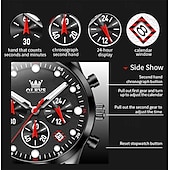 abordables Montres à quartz-Montres pour hommes Olevs 2024 Nouvelle Marque Chronographe Calendrier Indication 24 Heures Montre à Quartz Trois Yeux Six Aiguilles Étanche Montre de Sport pour Hommes