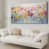 abordables Peintures fleurs/botaniques-Peinture à l&#039;huile de fleur de printemps 3d peinte à la main abstraite plantation florale colorée peinture à la main texture œuvre d&#039;art peinture à la main moderne paysage naturel peinture pour salon