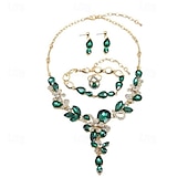 economico Parure di gioielli-Set di gioielli 4 pezzi Vetro Lega Anelli Orecchini Collane Bracciali Per donna Elegante Vintage Moda geometrico Di forma geometrica Parure di gioielli Per Matrimonio Feste Invitati del matrimonio