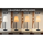 abordables Lámparas de mesa-Lámpara de mesa solar regulable, lámparas de mesa inalámbricas recargables, lámpara de mesa portátil de 3 modos de color para sala de estar, oficina, restaurante y patio