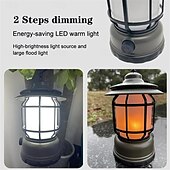 cheap Flashlights &amp; Camping Lights-LED Outdoor Camping Lantern Rechargeable LED USB Tourist Hook Torch Retro Style Rechargeable LED Camping Lamp for Outdoor Tent Night Light Emergency Lantern