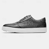abordables Baskets en cuir haut de gamme-Homme Basket Baskets habillées Cuir Cuir de vachette pleine fleur italien Antidérapantes Lacet Noir Marron