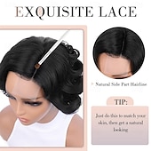 voordelige Synthetische trendy pruiken-korte krullende bob pruiken losse golf zijdeel pruik voor zwarte vrouwen korte body wave bob synthetische pruik